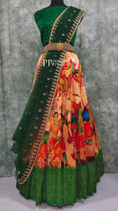 HANDLOOM Kalamkari Crush Silk Lehenga with Beautiful Kalamkari print - Sheetal Fashionzz