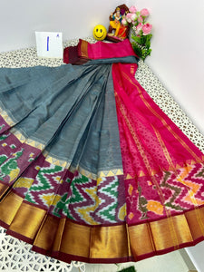 Mangalagiri LT Pattu Sarees with Pochampally border - Sheetal Fashionzz