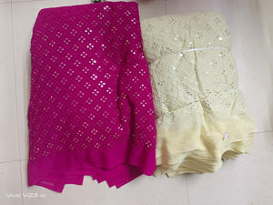 Georgette mirror works fabric for lehenga and gowns - Sheetal Fashionzz