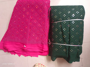Georgette mirror works fabric for lehenga and gowns - Sheetal Fashionzz
