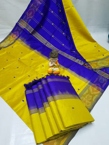 Tripura Silk with pochampalli border in Nakshatra Buta sarees  - Sheetal Fashionzz