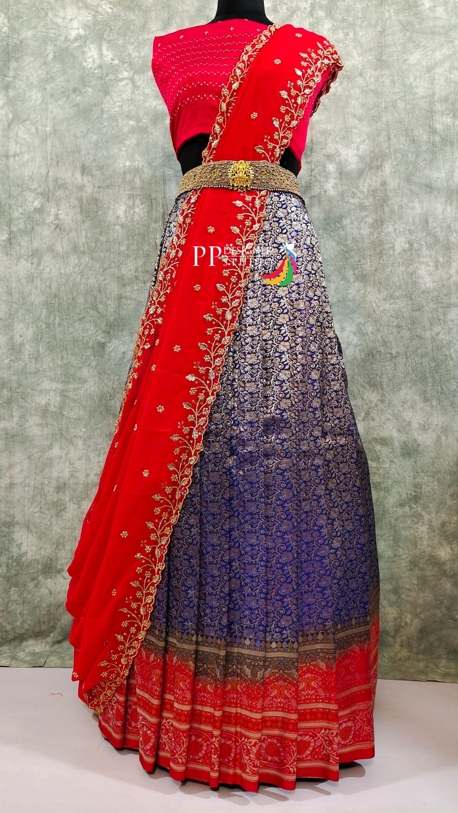 Pure Banarasi silk Zari woven Pattu Lehenga - HALFSAREE STUDIO - 4230541