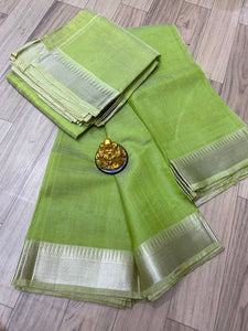 Handloom Mangalagiri pattu silver border sarees - Sheetal Fashionzz