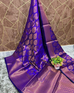 Copper zari banarasi tissue silk sarees