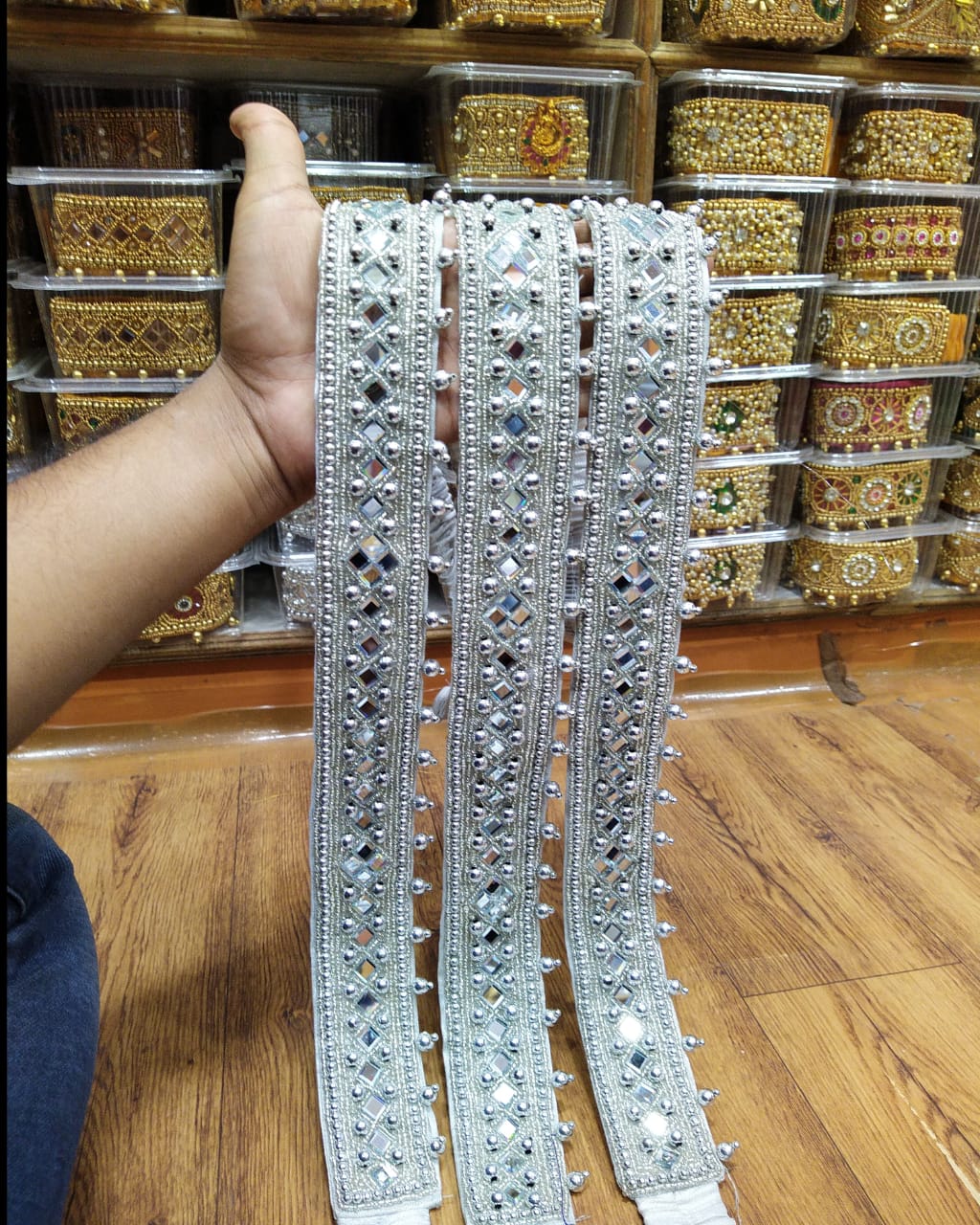 Silver Aari Maggam work Hip belts online for Sarees and lehengas