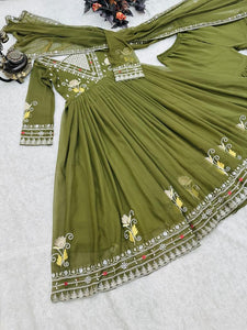 Georgette REAL MIRROR EMBROIDERY Gown