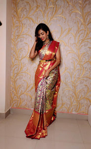 Light Weight Victorian designs in kanchi sarees with contrast border