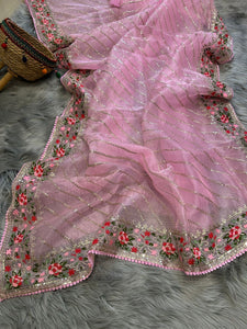 Pure Organza silk saree with heavy work border