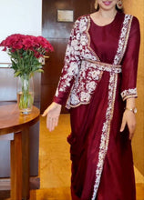 Load image into Gallery viewer, Ready To Wear Saree With Embroidery Saree With Half Koti Design

