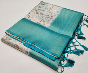 Softy silk Banarasi with digital print