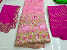 Load image into Gallery viewer, Net lehenga fabric materials for half saree set
