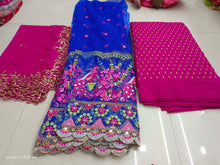 Load image into Gallery viewer, Net lehenga fabric materials for half saree set
