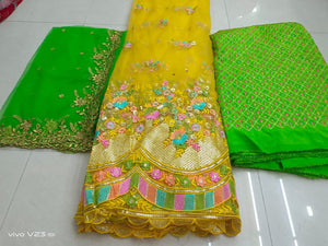 Net lehenga fabric materials for half saree set