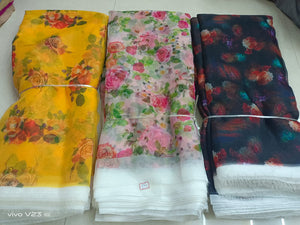 Organza floral prints for saree and lehengas