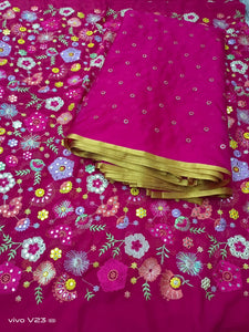 Heavy works on Georgette material for lehengas