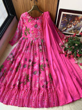 Load image into Gallery viewer, Pink  DESIGNER PRINTED ANARKALI GOWN
