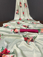Load image into Gallery viewer, Japan Satin silk sarees with digitalprint
