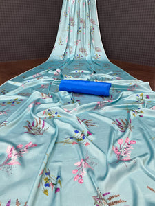 Japan Satin silk sarees with digitalprint