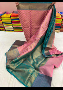 Banarasi zig zag tissue cotton silk saree