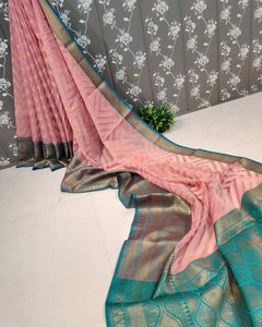 Banarasi zig zag tissue cotton silk saree
