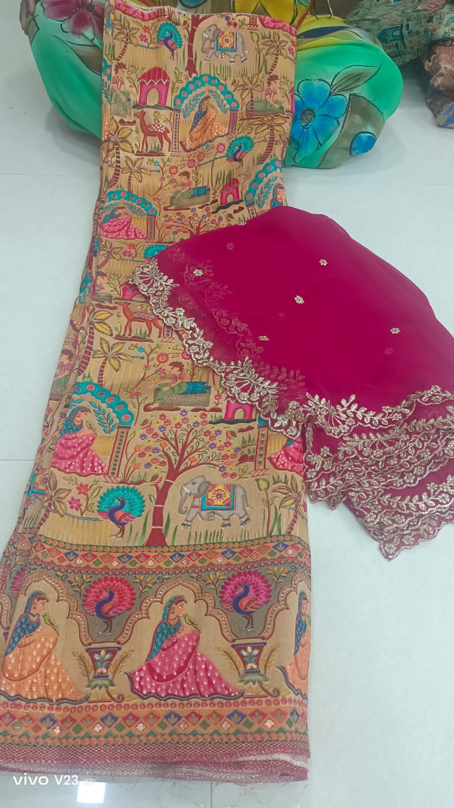 Banarasi Lehenga Fabric with cutwork dupatta