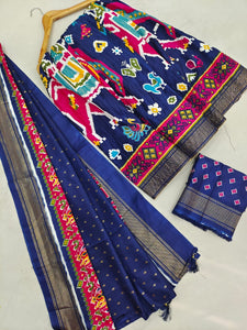 Mangalagiri Sico Pattu Patola Print Readymade Lehenga, Blouse