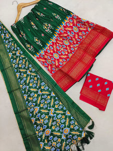 Mangalagiri Sico Pattu Patola Print Readymade Lehenga, Blouse