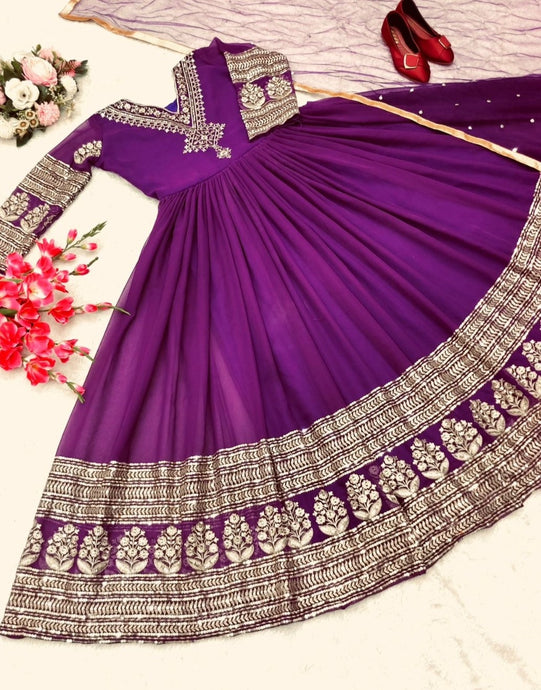Fox Georgette Gown With Heavy Sequence & Emroidery Work - Sheetal Fashionzz