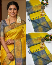 Load image into Gallery viewer, Handloom tripura silk sarees with pochamalli border
