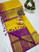 Load image into Gallery viewer, Handloom tripura silk sarees with pochamalli border
