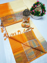 Load image into Gallery viewer, Handloom tripura silk sarees with pochamalli border
