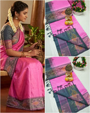 Load image into Gallery viewer, Handloom tripura silk sarees with pochamalli border
