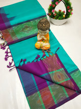 Load image into Gallery viewer, Handloom tripura silk sarees with pochamalli border

