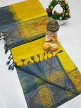 Load image into Gallery viewer, Handloom tripura silk sarees with pochamalli border
