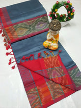 Load image into Gallery viewer, Handloom tripura silk sarees with pochamalli border

