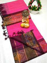 Load image into Gallery viewer, Handloom tripura silk sarees with pochamalli border
