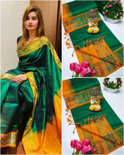 Load image into Gallery viewer, Handloom tripura silk sarees with pochamalli border
