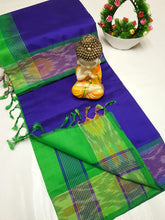 Load image into Gallery viewer, Handloom tripura silk sarees with pochamalli border
