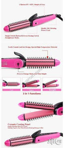 3 In 1 Multifunction Perfect Curl  & Straightener For Women
