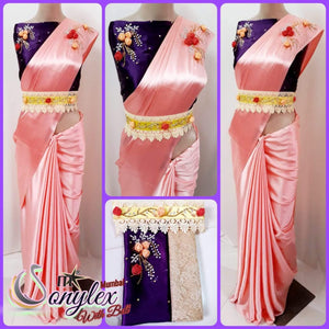 DESIGNER SAREE WITH BELT WITH SCATTERED STONE BLOUSE - Sheetal Fashionzz