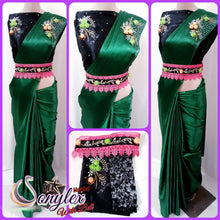 Load image into Gallery viewer, DESIGNER SAREE WITH BELT WITH SCATTERED STONE BLOUSE - Sheetal Fashionzz
