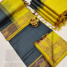 Load image into Gallery viewer, Tripura silk Cotton with 
All over body plain with pochampally border - Sheetal Fashionzz
