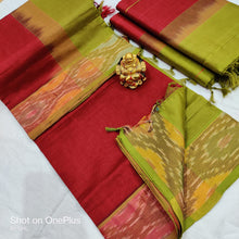 Load image into Gallery viewer, Tripura silk Cotton with 
All over body plain with pochampally border - Sheetal Fashionzz
