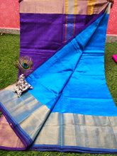 Load image into Gallery viewer, Handloom Tripura silk 400 kaddi border plain sarees with Contrast pallu &amp; blouse - Sheetal Fashionzz
