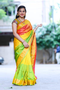 Handloom Tripura silk tri colours sarees - Sheetal Fashionzz