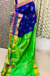 Uppada pattu with pochampalli border rich pallu buta sarees - Sheetal Fashionzz