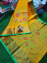 Load image into Gallery viewer, Handloom tripura silk 400 kaddi border printed sarees - Sheetal Fashionzz
