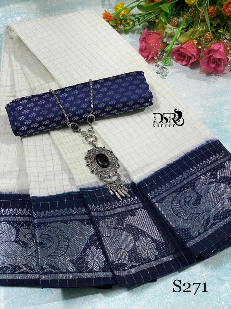 MAHESHWARI SAREE WITH SILVER BORDER - Byhand Kochi