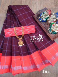 DSR-DD silver Sungudi Sarees with silver stripes - Sheetal Fashionzz