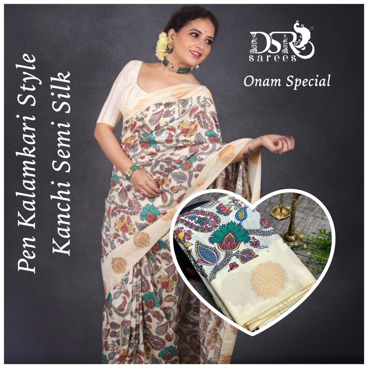 DSR-Kanchi Semi Silk Kalamkari Sarees - Sheetal Fashionzz